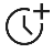 Minimal black time icon with a plus sign on a transparent background